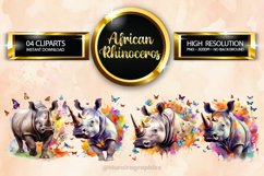African Rhinoceros Clipart 04 variations Product Image 1