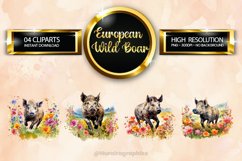 European Wild Boar Clipart 04 variations Product Image 1