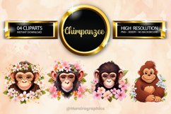 Chimpanzee Clipart 04 variations Product Image 1