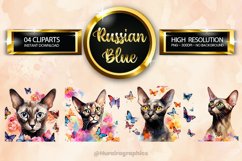 Russian Blue Cat Clipart 04 variations Product Image 1
