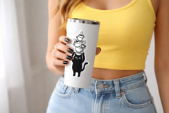 Coffee Cat Stickers PNG Bundle Cute Black Cat Coffee Clipart Product Image 3