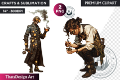Steampunk Character Clipart, Post-Apocalyptic sublimation Product Image 1