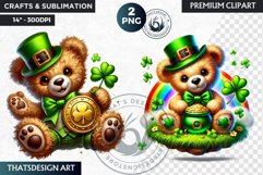 St Patrick Teddy bear Clipart, saint patricks day PNG Product Image 1