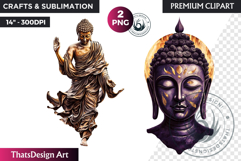 Golden Buddha Clipart, Happy buddha, Meditative, Sitting Product Image 1
