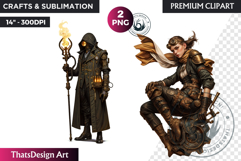 Steampunk Character Clipart, Post-Apocalyptic sublimation Product Image 1