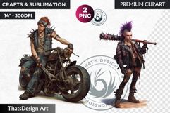 Wasteland Punk Character Clipart, Post-Apocalyptic PNG Product Image 1