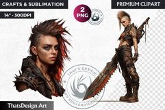 Wasteland Punk Character Clipart, Post-Apocalyptic PNG Product Image 1