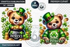 St Patrick Teddy bear Clipart, saint patricks day PNG Product Image 1