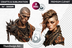 Wasteland Punk Character Clipart, Post-Apocalyptic PNG Product Image 1