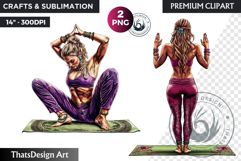 Zen Women doing yoga Clipart PNG, meditation Sublimation Product Image 1