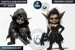 Gothic Gnome Clipart, Goth Gnome Clipart, Gnomes png Product Image 1