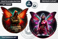 Urban Fairy Clipart, hip hop fairy round Clipart PNG,coaster Product Image 1