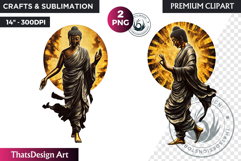 Golden Buddha Clipart, Happy buddha, Meditative, Sitting Product Image 1