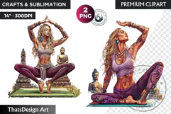 Zen Women doing yoga Clipart PNG, meditation Sublimation Product Image 1