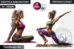 Zen Women doing yoga Clipart PNG, meditation Sublimation Product Image 1