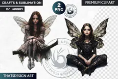 Gothic Fairy Clipart, Dark Fantasy Clipart, black fairy PNG Product Image 1