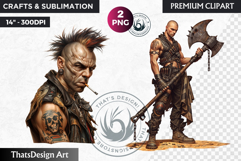 Wasteland Punk Character Clipart, Post-Apocalyptic PNG Product Image 1