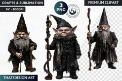 Gothic Gnome Clipart, Goth Gnome Clipart, Gnomes png Product Image 1