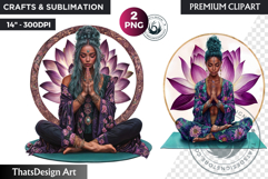 Meditating Boho Woman Clipart for Sublimation , Yoga clipar Product Image 1