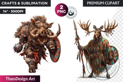 Epic Warrior Animal Clipart, gladiator tribal animal,fantasy Product Image 1