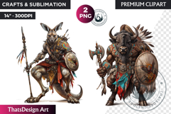 Epic Warrior Animal Clipart, gladiator tribal animal,fantasy Product Image 1