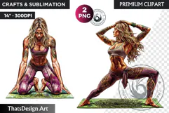 Zen Women doing yoga Clipart PNG, meditation Sublimation Product Image 1
