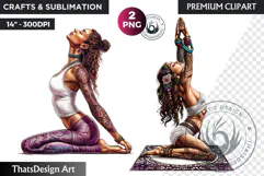 Zen Women doing yoga Clipart PNG, meditation Sublimation Product Image 1