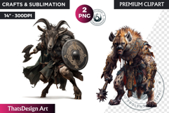 Epic Warrior Animal Clipart, gladiator tribal animal,fantasy Product Image 1