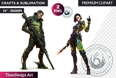 Biopunk Character Clipart,cyber Post-Apocalyptic sublimation Product Image 1