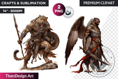 Epic Warrior Animal Clipart, gladiator tribal animal,fantasy Product Image 1