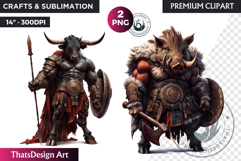 Epic Warrior Animal Clipart, gladiator tribal animal,fantasy Product Image 1