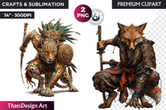 Epic Warrior Animal Clipart, gladiator tribal animal,fantasy Product Image 1