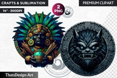 Aztec God Clipart, Aztec mythology, Mexican God sublimation Product Image 1