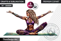 Zen Women doing yoga Clipart PNG, meditation Sublimation Product Image 1