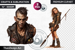 Wasteland Punk Character Clipart, Post-Apocalyptic PNG Product Image 1