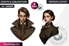 Steampunk Character Clipart, Post-Apocalyptic sublimation Product Image 1