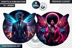 Urban Fairy Clipart, hip hop fairy round Clipart PNG,coaster Product Image 1