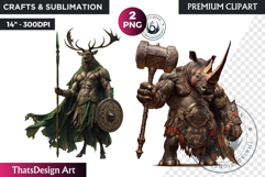 Epic Warrior Animal Clipart, gladiator tribal animal,fantasy Product Image 1