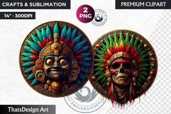 Aztec God Clipart, Aztec mythology, Mexican God sublimation Product Image 1