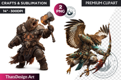 Epic Warrior Animal Clipart, gladiator tribal animal,fantasy Product Image 1
