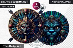 Aztec God Clipart, Aztec mythology, Mexican God sublimation Product Image 1