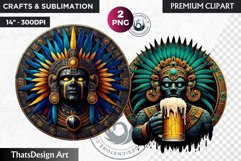 Aztec God Clipart, Aztec mythology, Mexican God sublimation Product Image 1