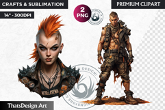 Wasteland Punk Character Clipart, Post-Apocalyptic PNG Product Image 1