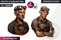 Steampunk Character Clipart, Post-Apocalyptic sublimation Product Image 1