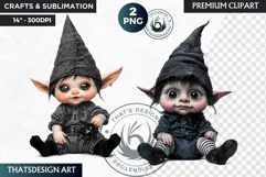 Gothic Gnome Clipart, Goth Gnome Clipart, Gnomes png Product Image 1
