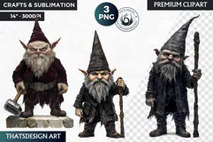 Gothic Gnome Clipart, Goth Gnome Clipart, Gnomes png Product Image 1