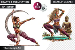 Zen Women doing yoga Clipart PNG, meditation Sublimation Product Image 1