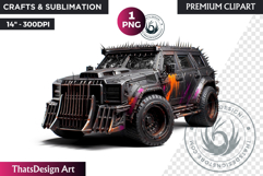 Post-Apocalyptic Wasteland Vehicle Clipart, rusted car png Product Image 1