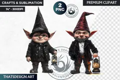 Gothic Gnome Clipart, Goth Gnome Clipart, Gnomes png Product Image 1