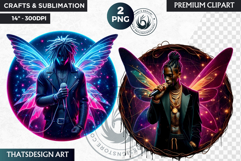 Urban Fairy Clipart, hip hop fairy round Clipart PNG,coaster Product Image 1